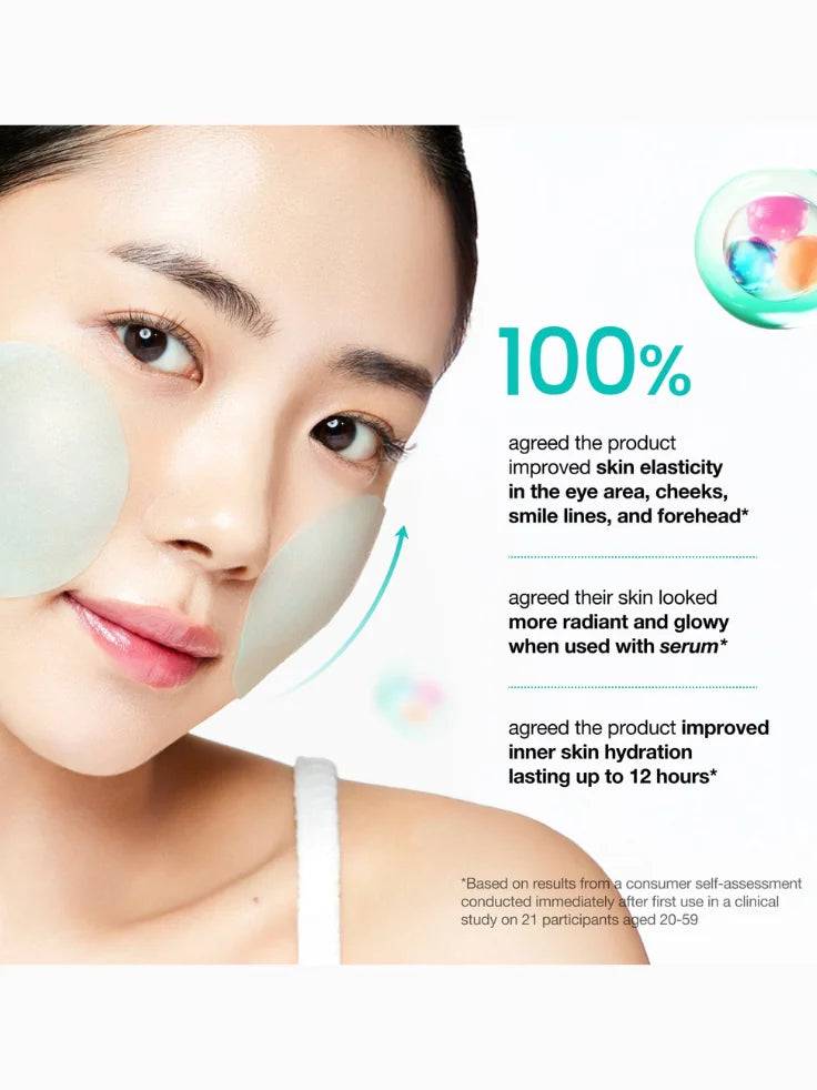 Infographic detailing key ingredients: PDRN Salmon DNA for cell repair, Hyaluronic Acid for intense hydration, and Peptide Complex for skin firming.