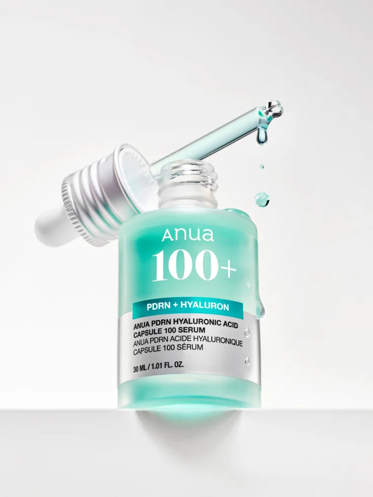 Close-up of ANUA PDRN Hyaluronic Acid Capsule 100 Serum texture with micro-capsules