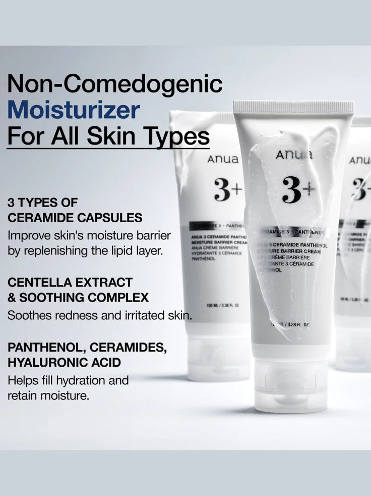ANUA 3-Ceramide Panthenol Cream used in a K-Beauty skincare routine, perfect for dry and dehydrated skin.