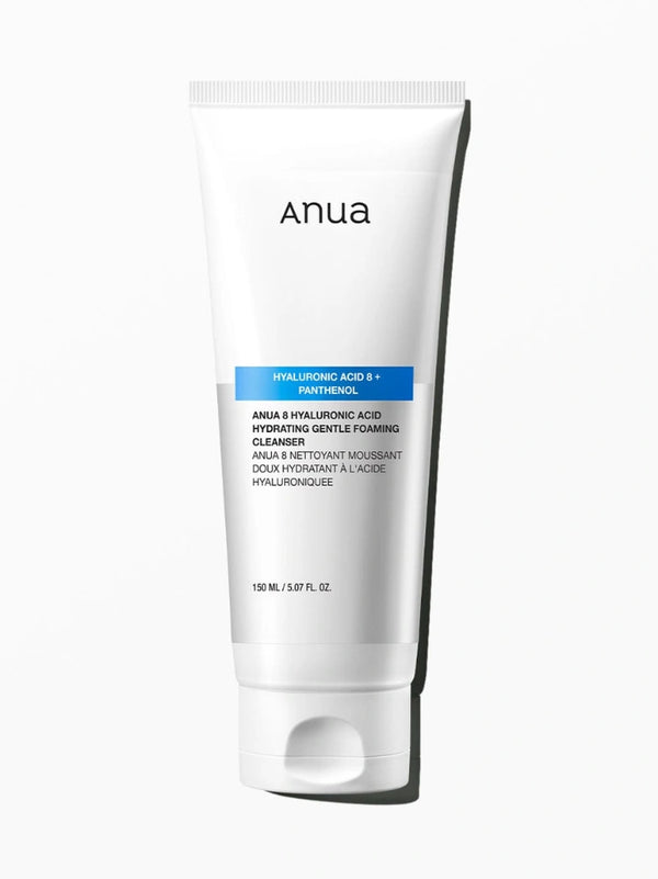 ANUA 8 Hyaluronic Acid Hydrating Gentle Foaming Cleanser - Lightweight, deeply hydrating cleanser with 8 types of hyaluronic acid for radiant, refreshed skin.