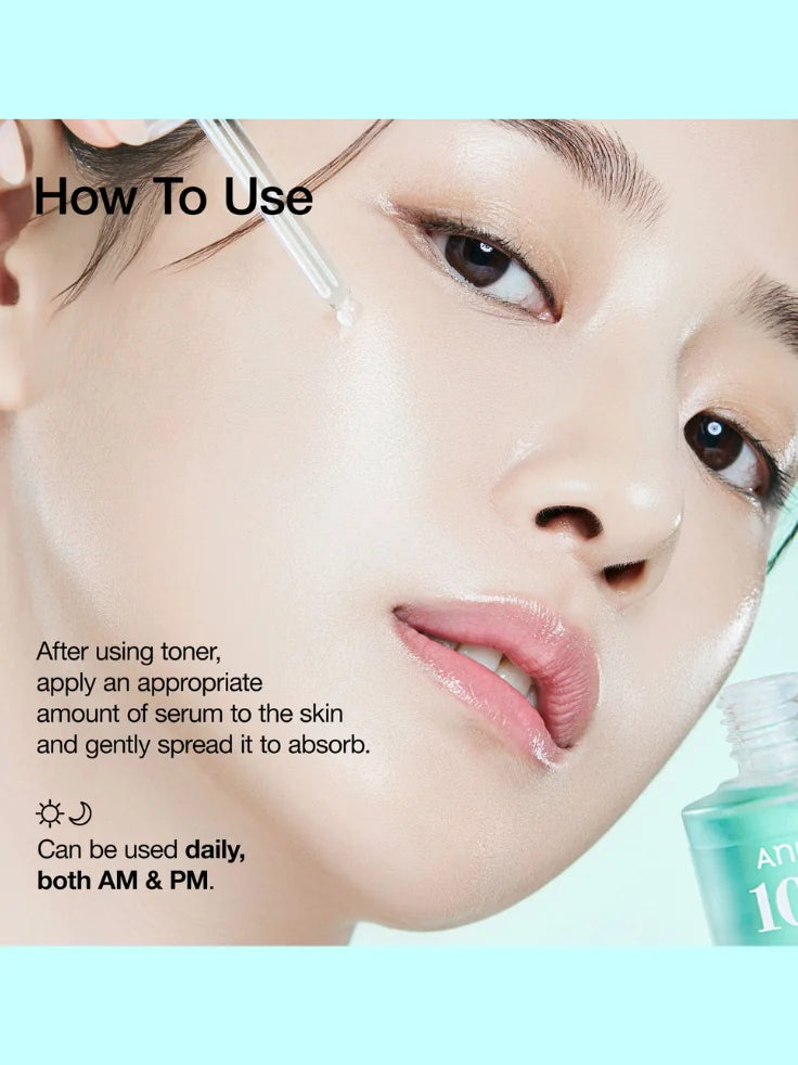 Dropper applying ANUA PDRN Hyaluronic Acid Capsule 100 Serum to skin