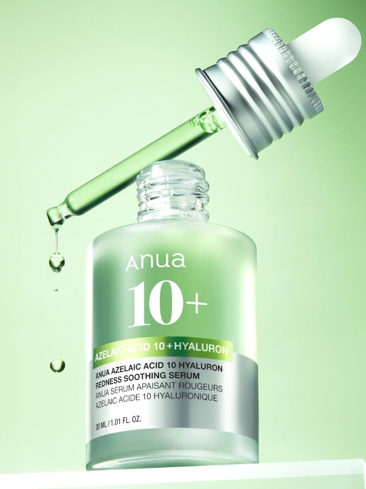 Anua 10% Azelaic Acid serum for sensitive skin, redness relief, and hydration.