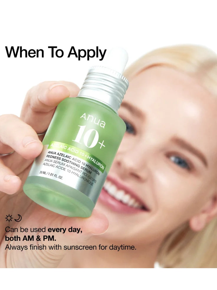 K-Beauty serum: Anua Azelaic Acid with Hyaluronic Acid for calm, clear skin.
