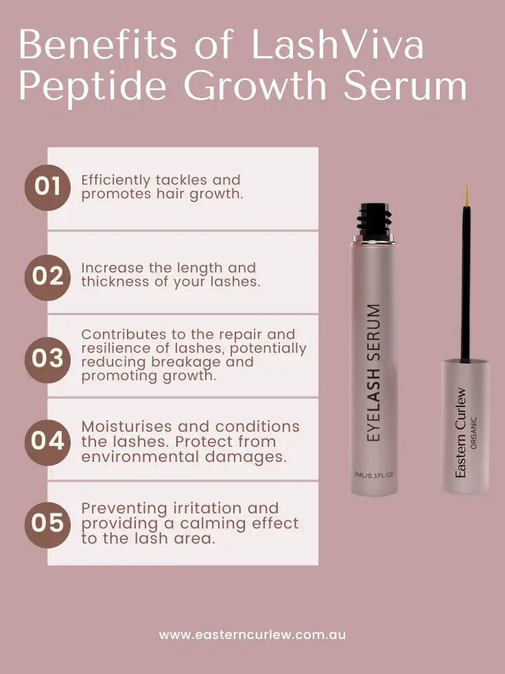 Benefits of Eastern Curlew LashViva Peptide Best Growth Serum 3ml