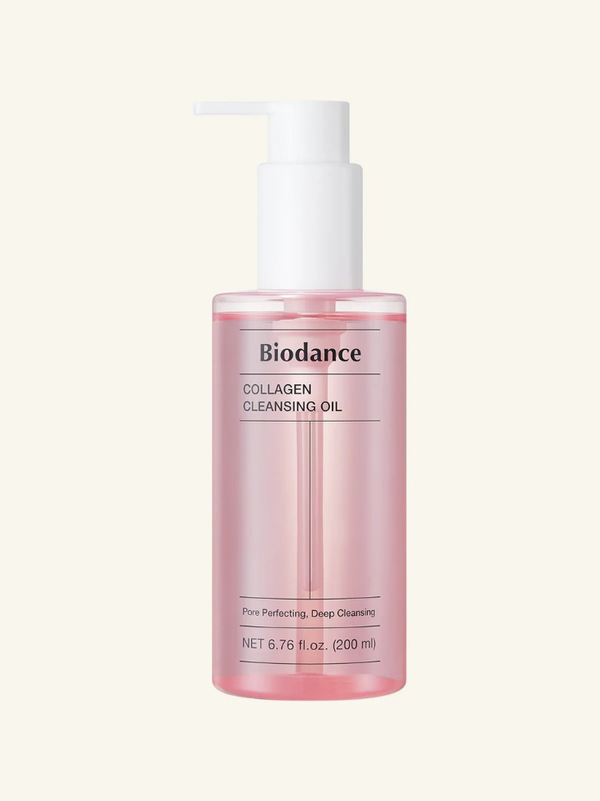 Biodance Collagen Cleansing Oil 200ml bottle standing neatly next to its clean, minimalist packaging box.