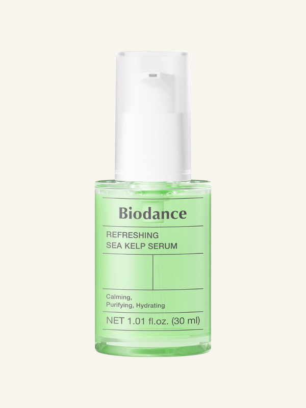 Biodance Refreshing Sea Kelp Serum 30ml bottle highlighting its clear, lightweight, and fast-absorbing oil-control formula.