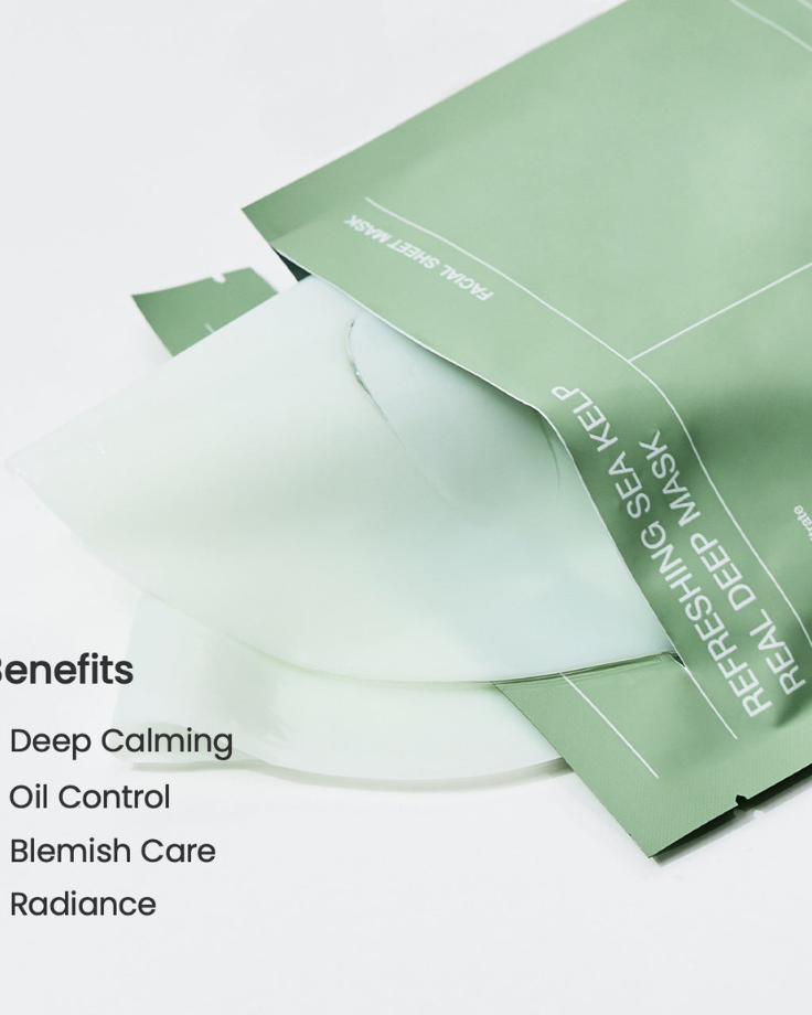Biodance Refreshing Sea Kelp Real Deep Mask product box, featuring green and white ocean-themed packaging.