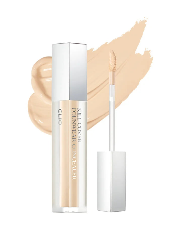 Model uses the 3mm tip of the CLIO Kill Cover to spot conceal a blemish, highlighting the tight-fit blending and natural texture.