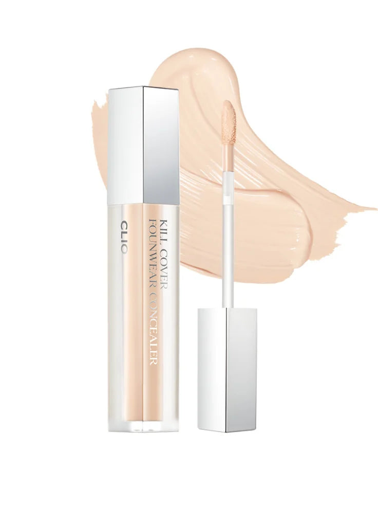 Model uses the 3mm tip of the CLIO Kill Cover to spot conceal a blemish, highlighting the tight-fit blending and natural texture.