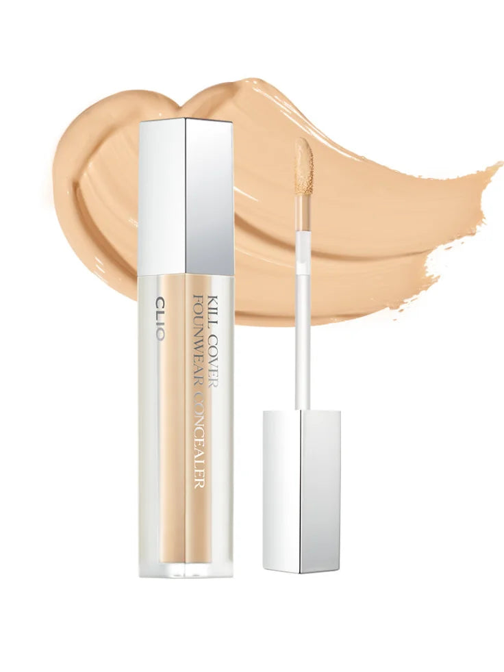 Model uses the 3mm tip of the CLIO Kill Cover to spot conceal a blemish, highlighting the tight-fit blending and natural texture.