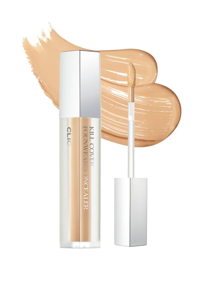 Model uses the 3mm tip of the CLIO Kill Cover to spot conceal a blemish, highlighting the tight-fit blending and natural texture.