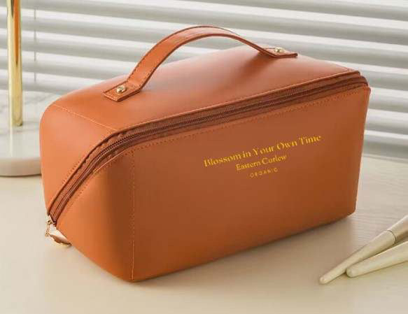 Eastern Curlew Vegan Leather Cosmetic and Toiletry Bag in Soft Pink - Sustainable Design