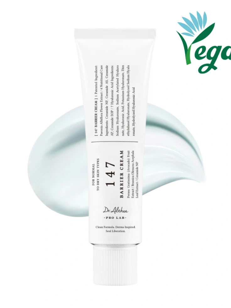 Dr. Althea 147 Barrier Cream texture – lightweight, non-greasy formula for deep hydration and skin barrier repair.