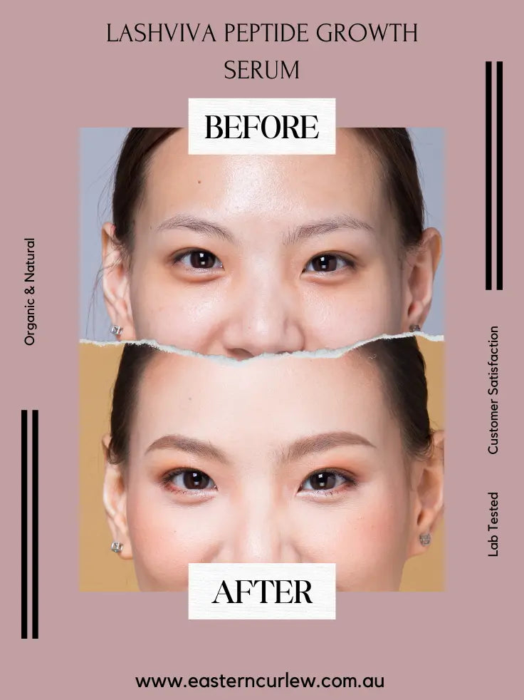 Before and After images of LashViva Peptide Growth Serum 3ml