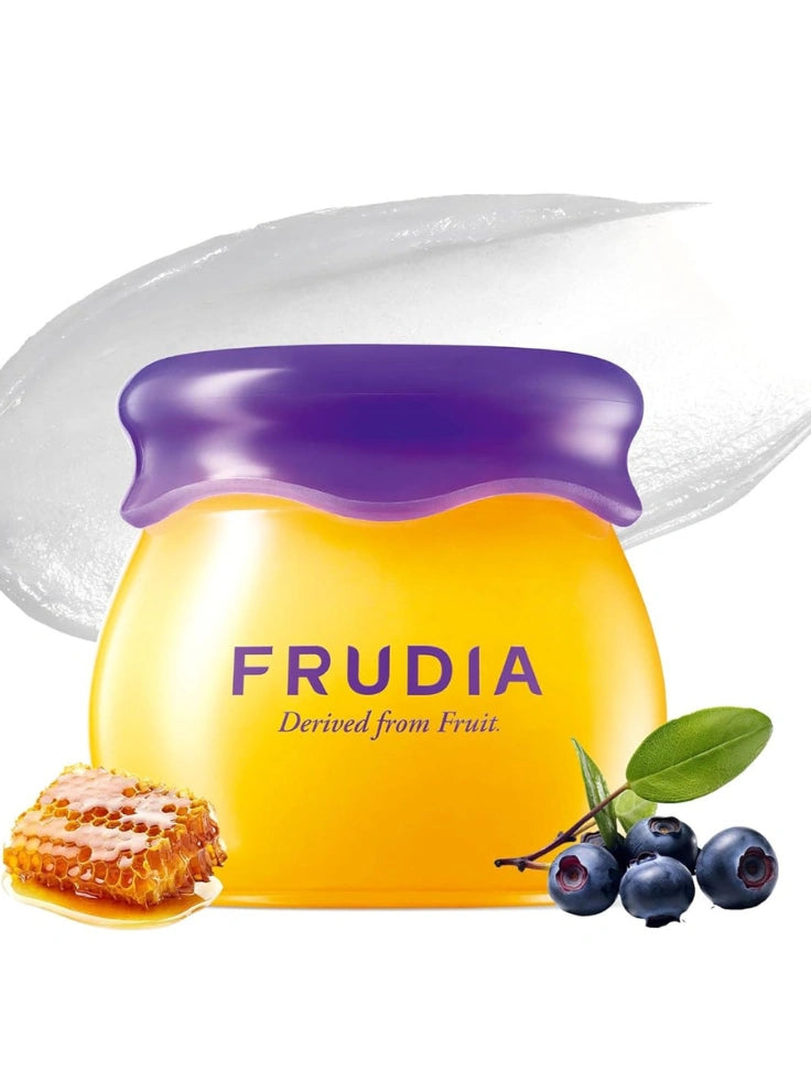 Frudia Blueberry Hydrating Honey Lip Balm in a sleek bottle for deep hydration.