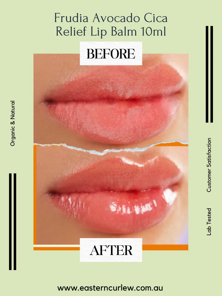 Frudia Avocado Cica Relief Lip Balm 10ml Before and After