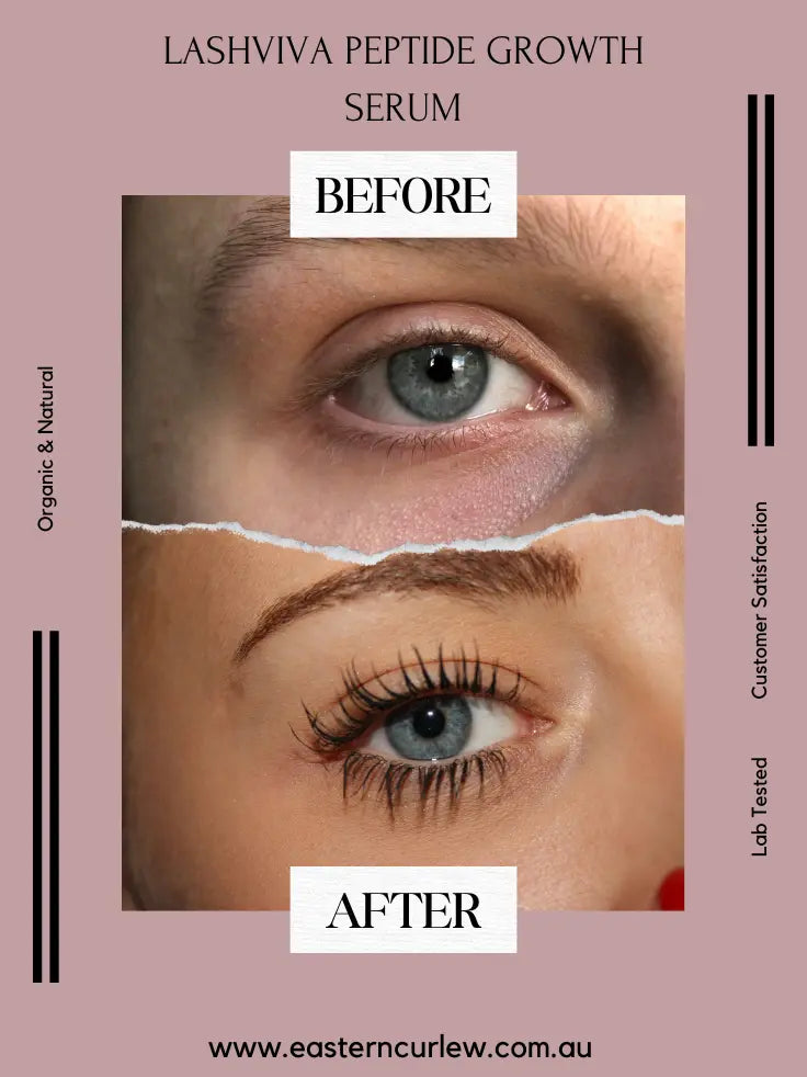 Before and After image of LashViva Peptide Growth Serum 3ml
