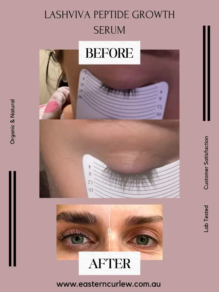 Before and After images of LashViva Peptide Growth Serum 3ml