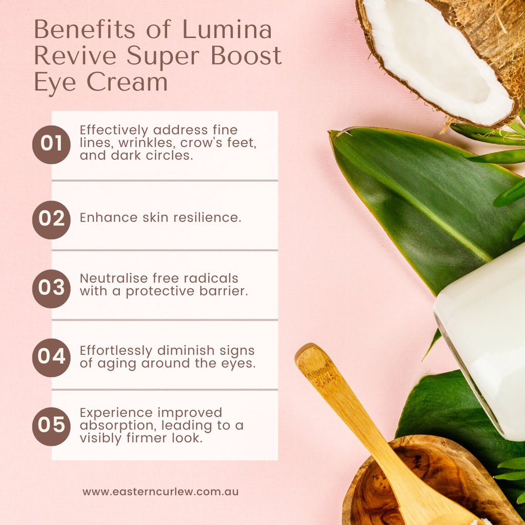Lumina Revive Super Boost Best Eye Cream | wrinkle reducing | Eastern Curlew