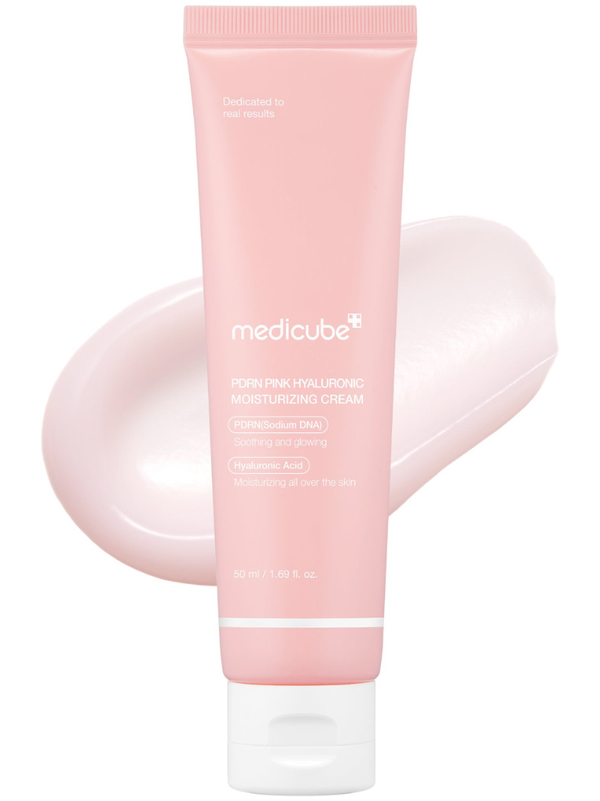 Medicube PDRN Pink Peptide Cream 50ml jar showing premium clinical-grade packaging for skin regeneration.