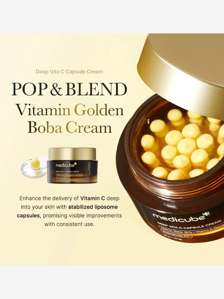Medicube Deep Vita C Capsule Cream - Demonstration of the cream's lightweight and hydrating texture.