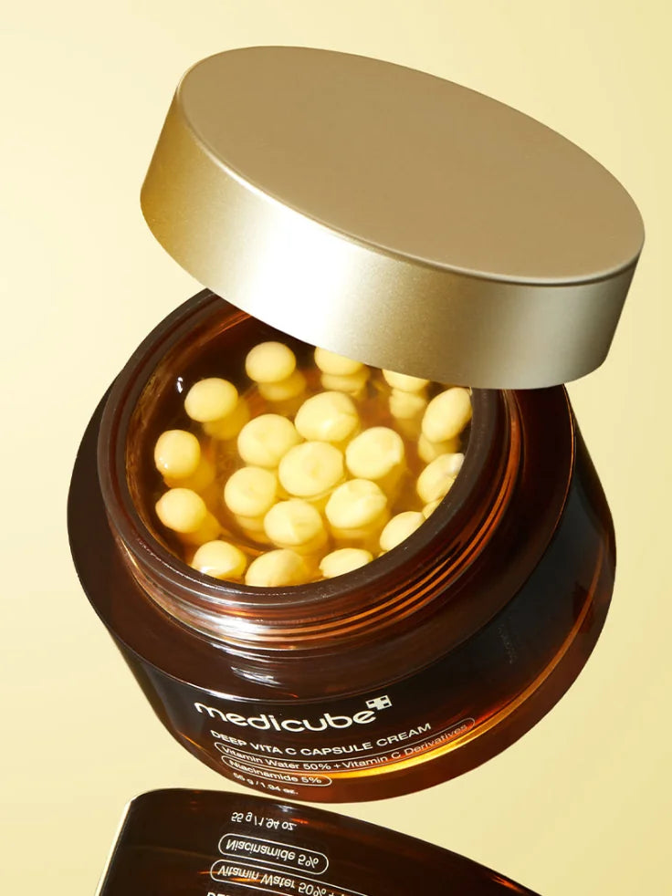 Medicube Deep Vita C Capsule Cream - Close-up showcasing the cream's dual-texture blend with encapsulated Vitamin C.
