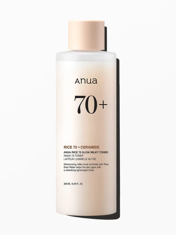 Anua Rice 70 Glow Milky Toner bottle front view - 250ml
