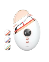 SculptPro 5-in-1 Electric Gua Sha and Microcurrent Face Massager, showing the ergonomic device and LED lights.