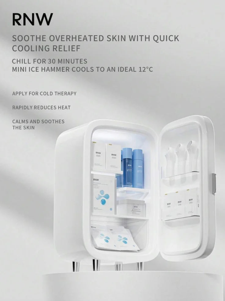 A detailed view of the polished stainless steel cooling head, emphasizing its smooth, hygienic surface designed to soothe and calm the skin.