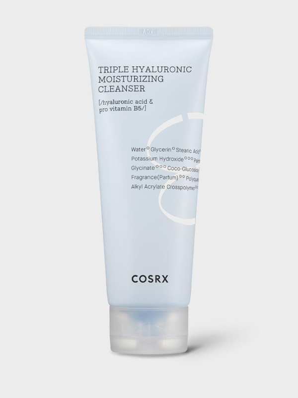 COSRX Hydrium Triple Hyaluronic Moisturizing Cleanser tube hero shot, Australia