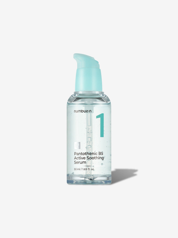 numbuzin No.1 Pantothenic B5 Active Soothing Serum 50ml bottle for rapid skin calming and deep hydration.