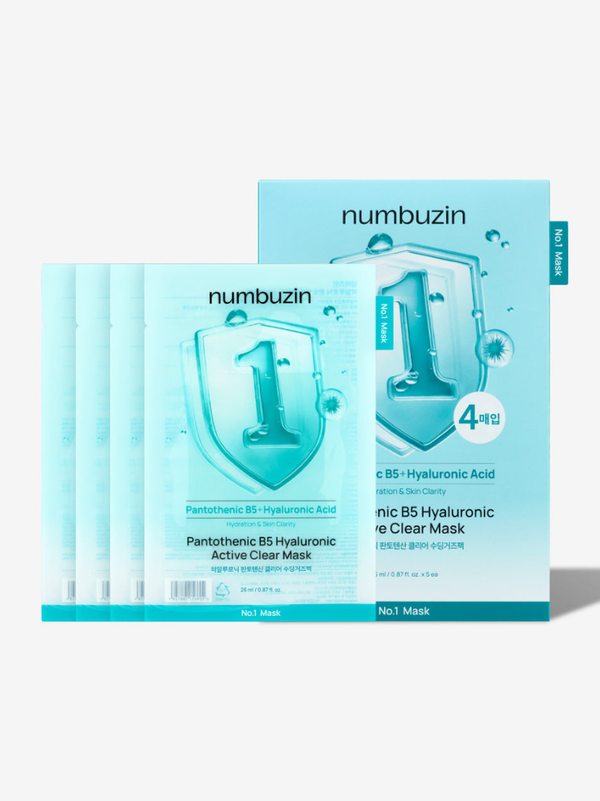 numbuzin No.1 Pantothenic B5 Hyaluronic Active Clear Mask individual sheet mask pouch.