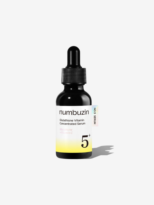 numbuzin No. 5+ Glutathione Vitamin Concentrated Serum 30ml bottle for brightening and fading hyperpigmentation.