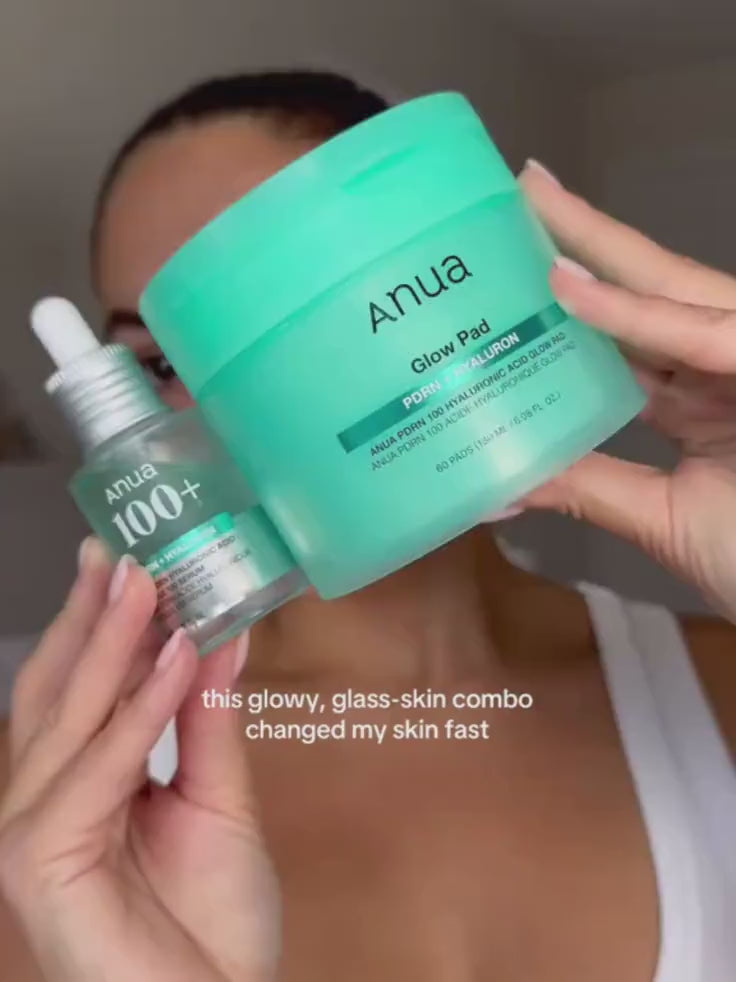 Customer testimonial video showing dramatic improvement in wrinkles and firmness, promoting the best ANUA anti-aging Glow Pads.